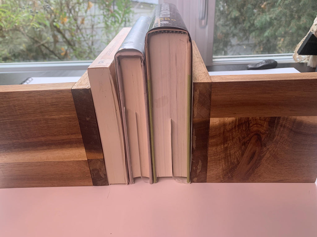 Acacia & Pine Wood Bookends | Handmade Rustic Wooden Book Ends | Natural Wood Decor __etsy:6543394297
