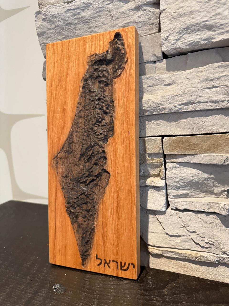 3D Carved Cherry Wood Map of Israel: Judaica Home Decor __etsy:7995706466
