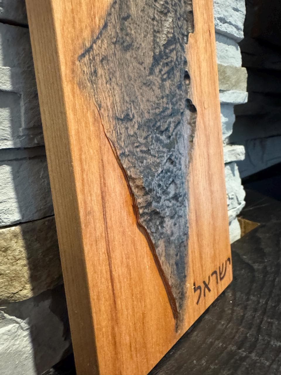 3D Carved Cherry Wood Map of Israel: Judaica Home Decor __etsy:7995707020
