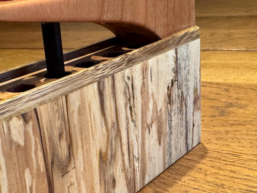 Handcrafted Layered Wood Pen Holder | Modern Rustic Desk Organizer | Sculptural Multi-Species Solid Wood Art __etsy:7633000739
