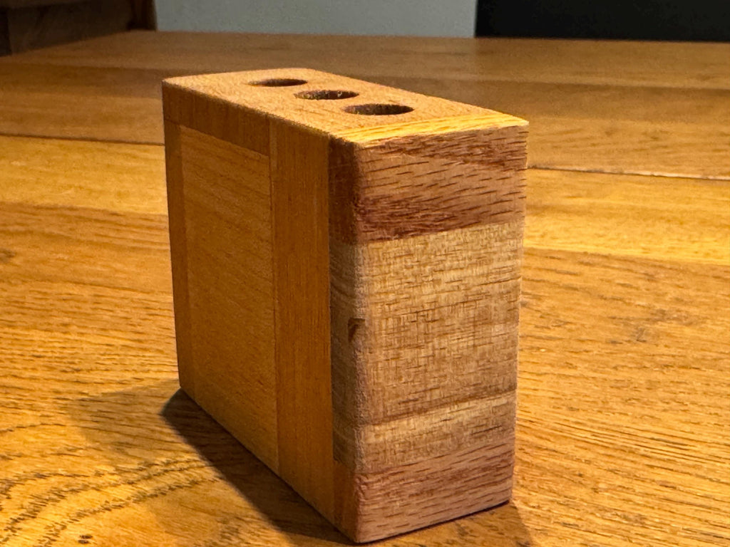 Handcrafted 3-Pen Wood Holder | Modern Rustic Desk Organizer | Multi-Species Solid Wood Functional Art __etsy:7632994673