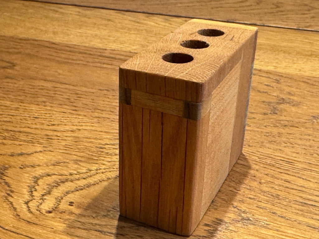 Handcrafted 3-Pen Wood Holder | Modern Rustic Desk Organizer | Multi-Species Solid Wood Functional Art __etsy:7585049496