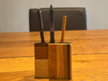Handcrafted Sculptural Pen Holder | Modern Rustic Desk Organizer | Multi-Species Solid Wood Art __etsy:7633006639