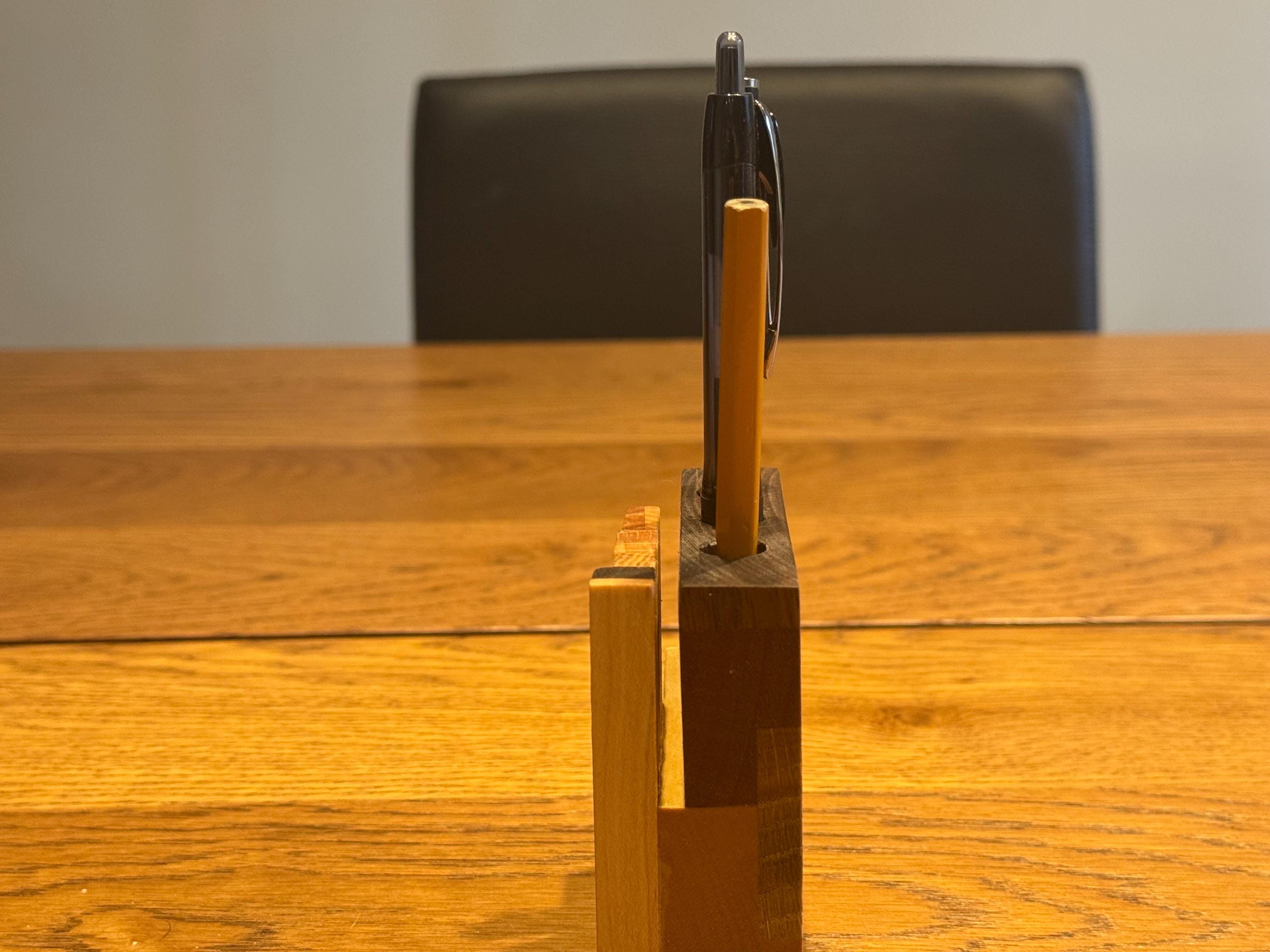 Handcrafted Sculptural Pen Holder | Modern Rustic Desk Organizer | Multi-Species Solid Wood Art __etsy:7633006575