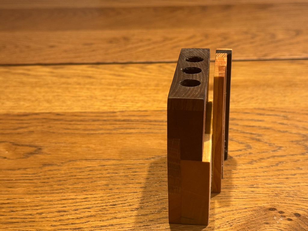 Handcrafted Sculptural Pen Holder | Modern Rustic Desk Organizer | Multi-Species Solid Wood Art __etsy:7633006667