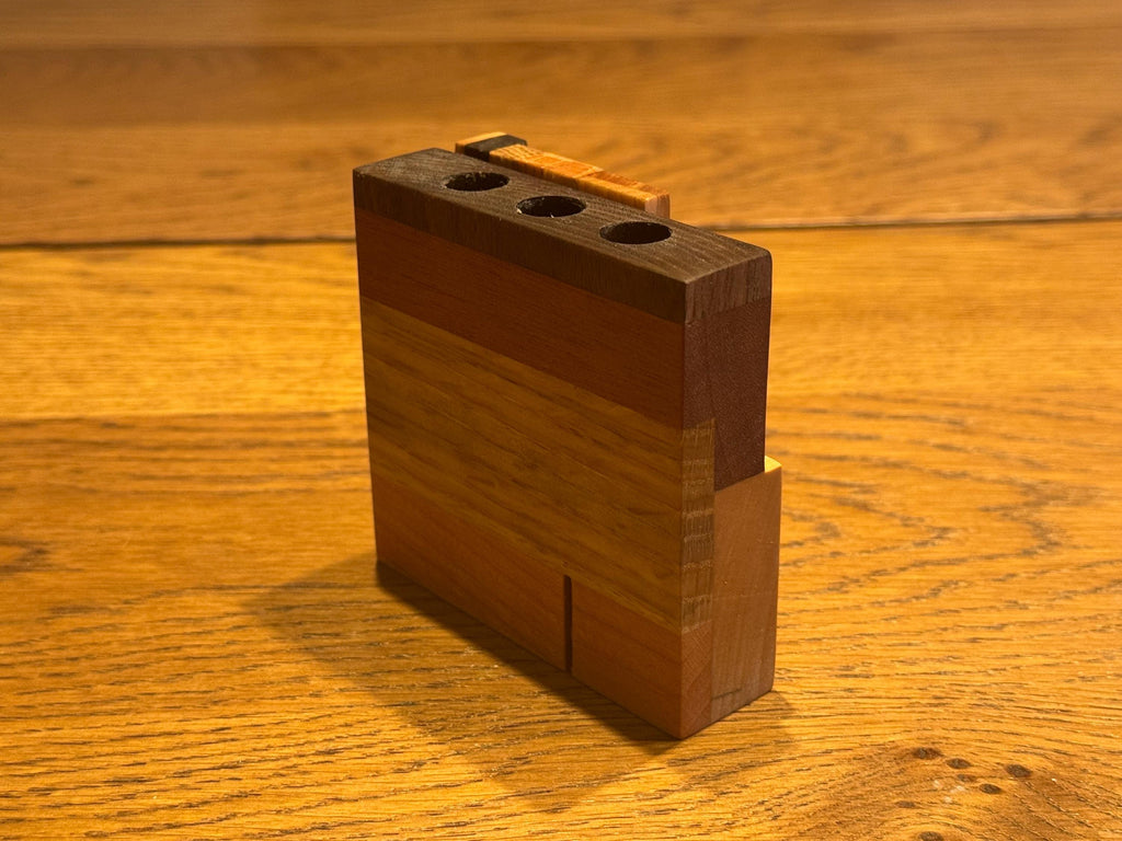 Handcrafted Sculptural Pen Holder | Modern Rustic Desk Organizer | Multi-Species Solid Wood Art __etsy:7633006691