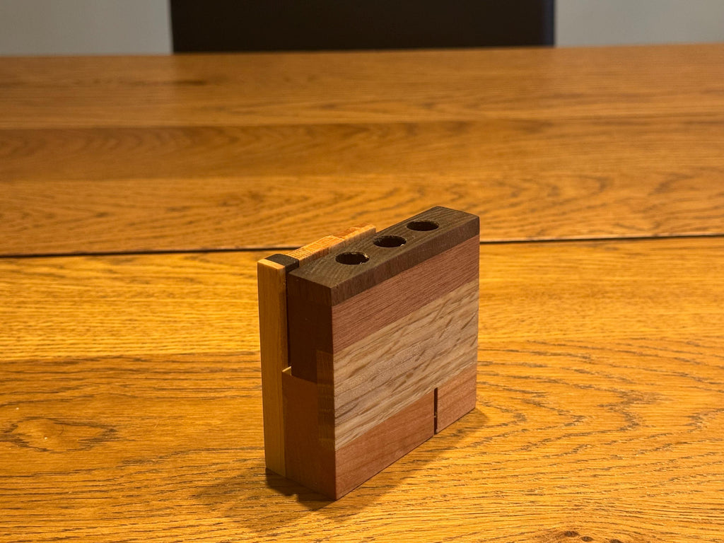 Handcrafted Sculptural Pen Holder | Modern Rustic Desk Organizer | Multi-Species Solid Wood Art __etsy:7633006793