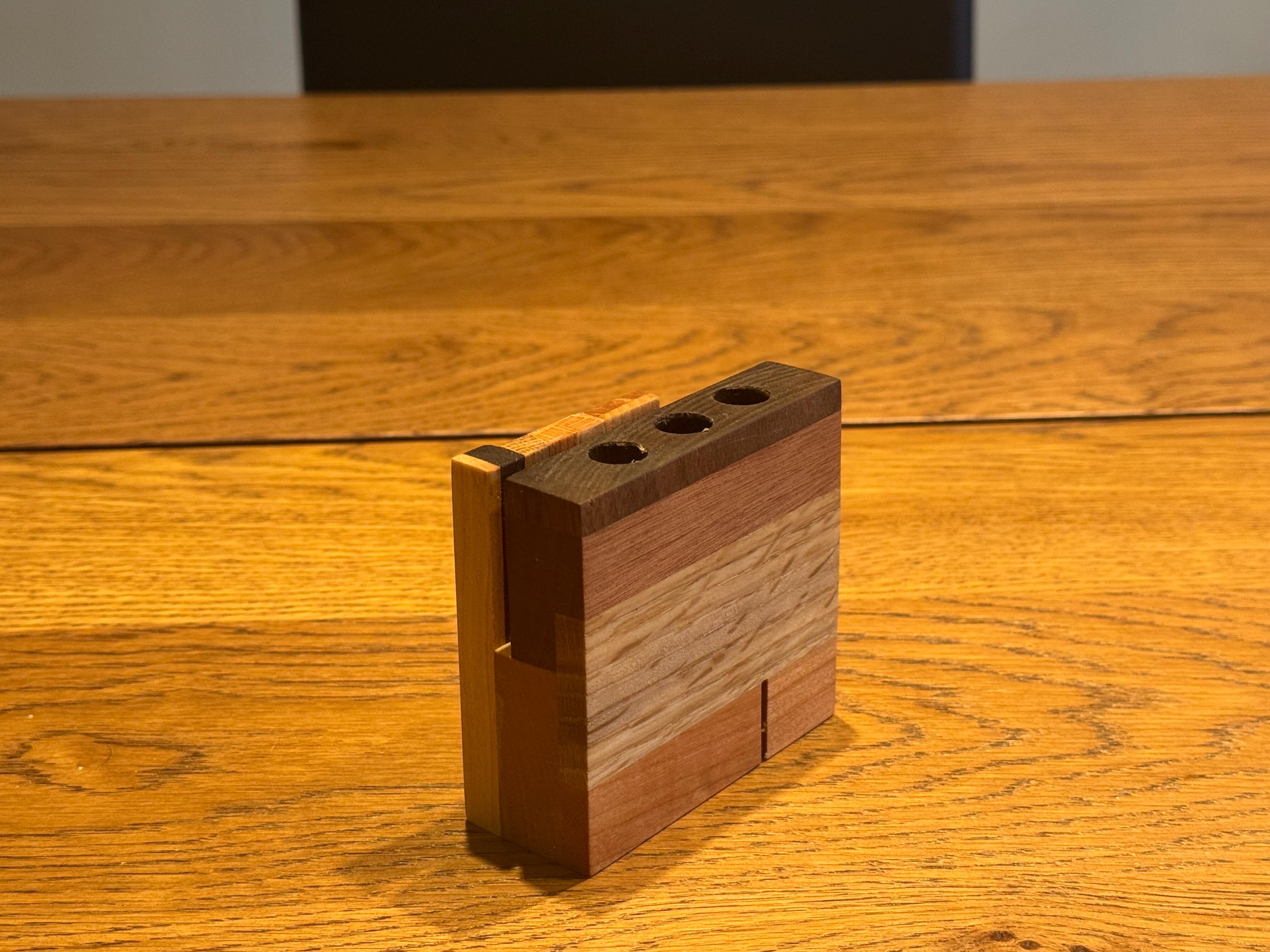 Handcrafted Sculptural Pen Holder | Modern Rustic Desk Organizer | Multi-Species Solid Wood Art __etsy:7633006793
