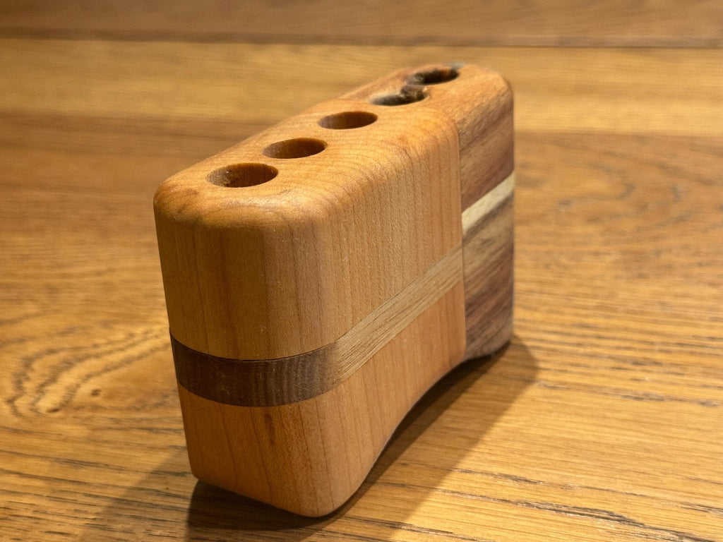 Handcrafted Solid Wood Desk Organizer | Modern Rustic Sculptural Pen Holder | Minimalist Functional Art __etsy:7585067074