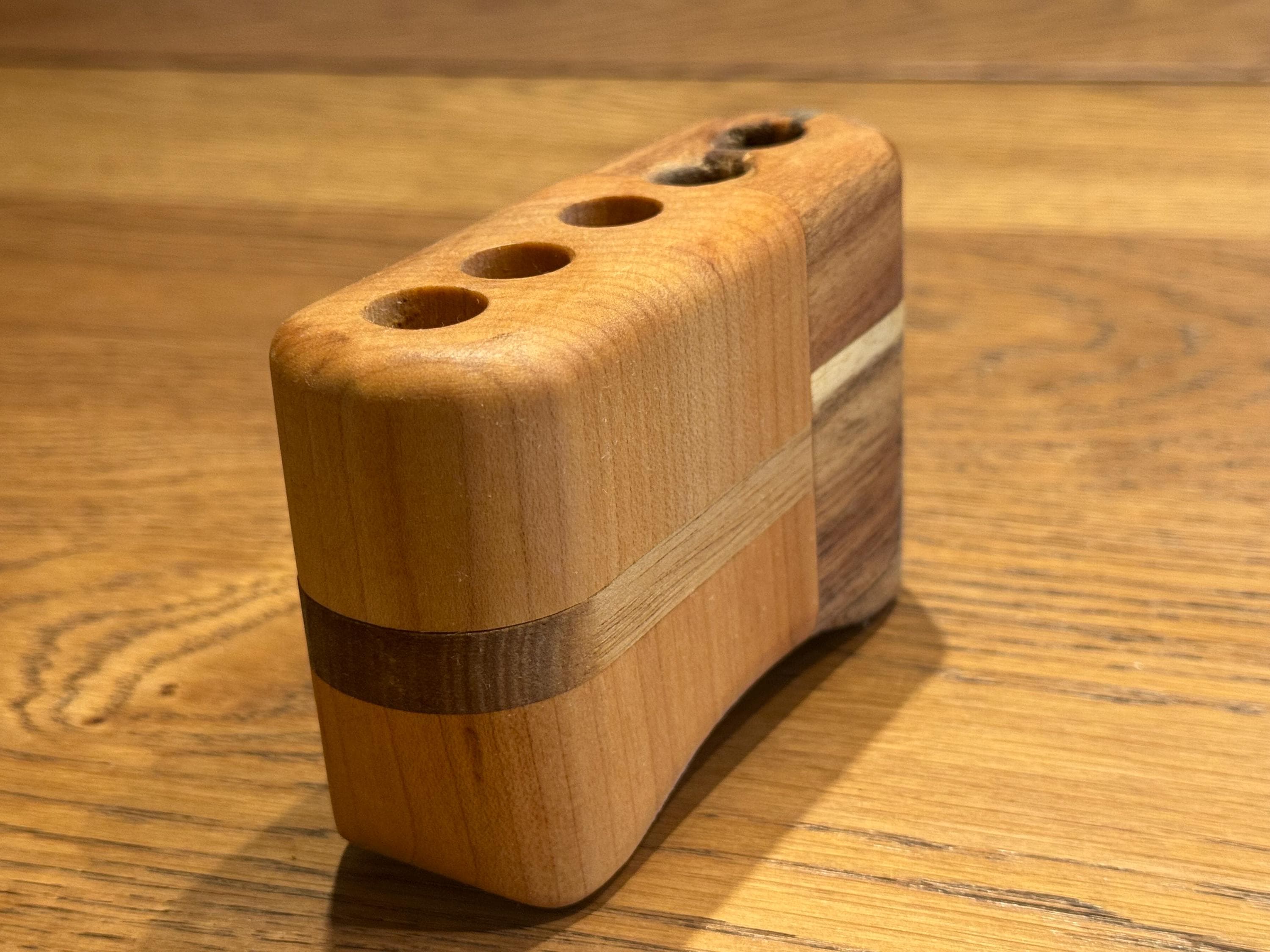 Handcrafted Solid Wood Desk Organizer | Modern Rustic Sculptural Pen Holder | Minimalist Functional Art __etsy:7585067074