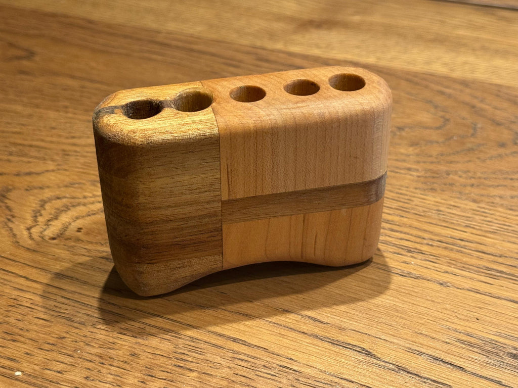Handcrafted Solid Wood Desk Organizer | Modern Rustic Sculptural Pen Holder | Minimalist Functional Art __etsy:7633012389