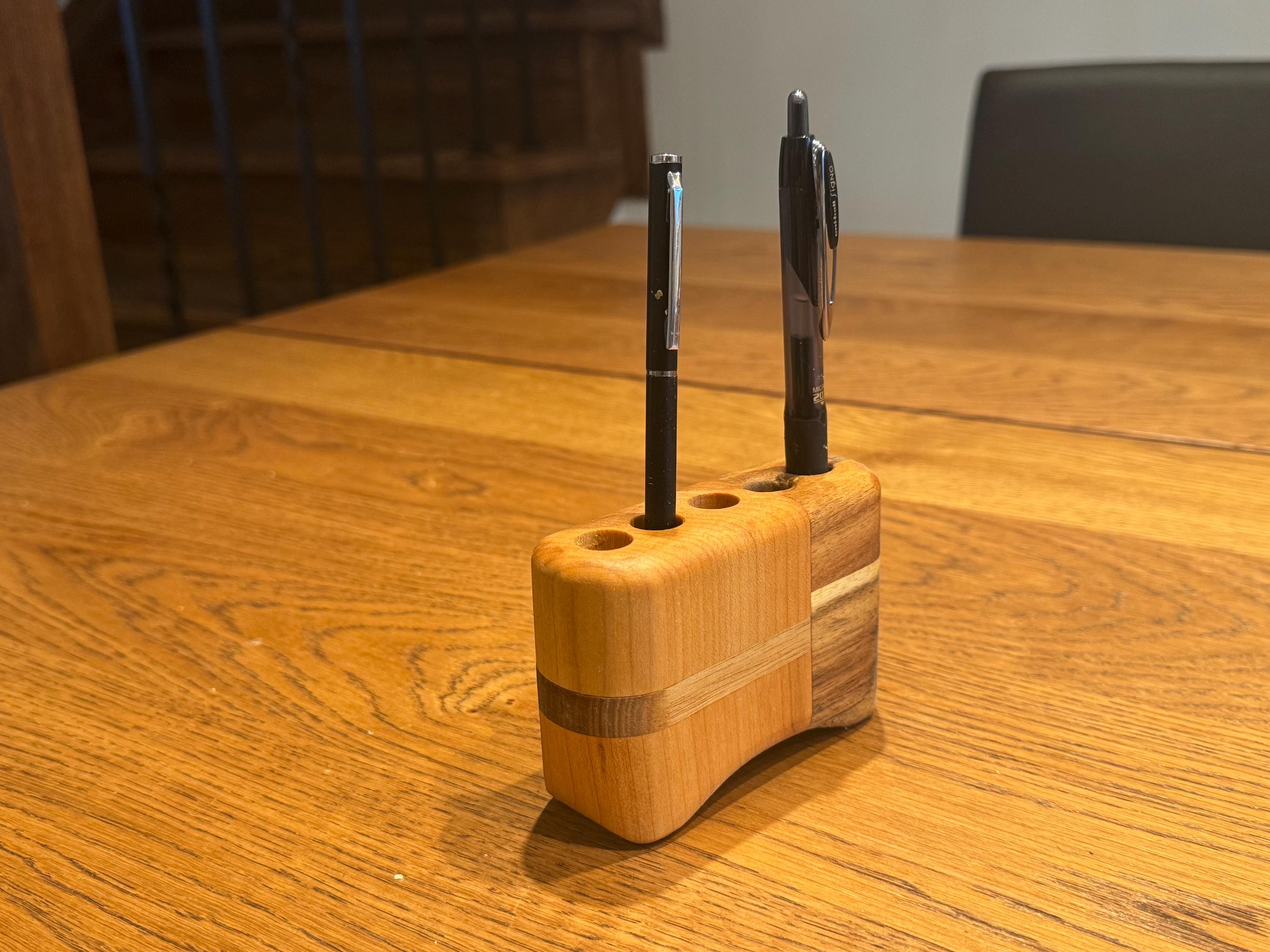 Handcrafted Solid Wood Desk Organizer | Modern Rustic Sculptural Pen Holder | Minimalist Functional Art __etsy:7633012471