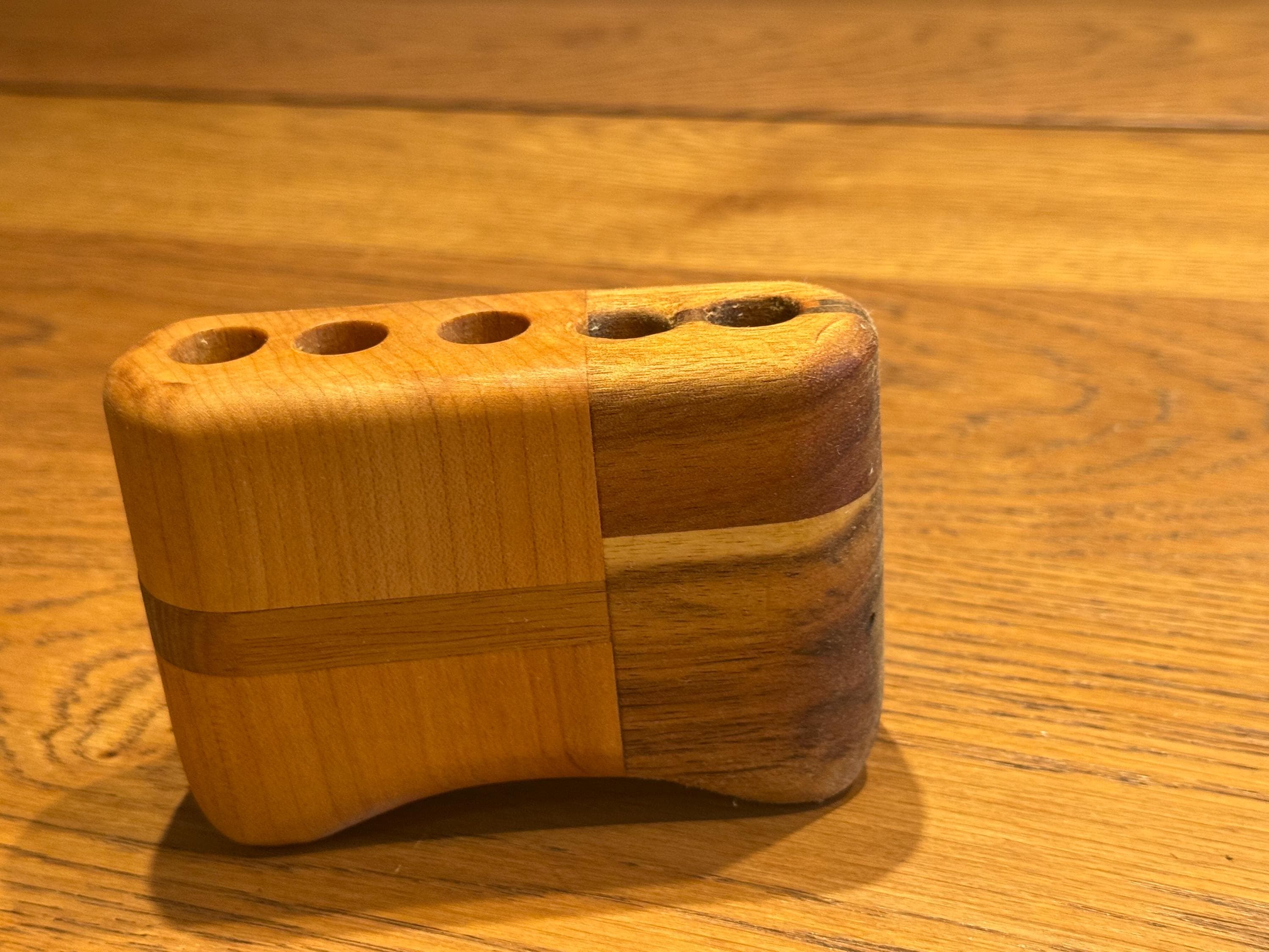 Handcrafted Solid Wood Desk Organizer | Modern Rustic Sculptural Pen Holder | Minimalist Functional Art __etsy:7585067104