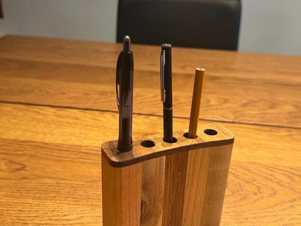 Handcrafted Solid Wood Pen Holder | Modern Rustic Desk Accessory | Multi-Species Minimalist Organizer __etsy:7633018137