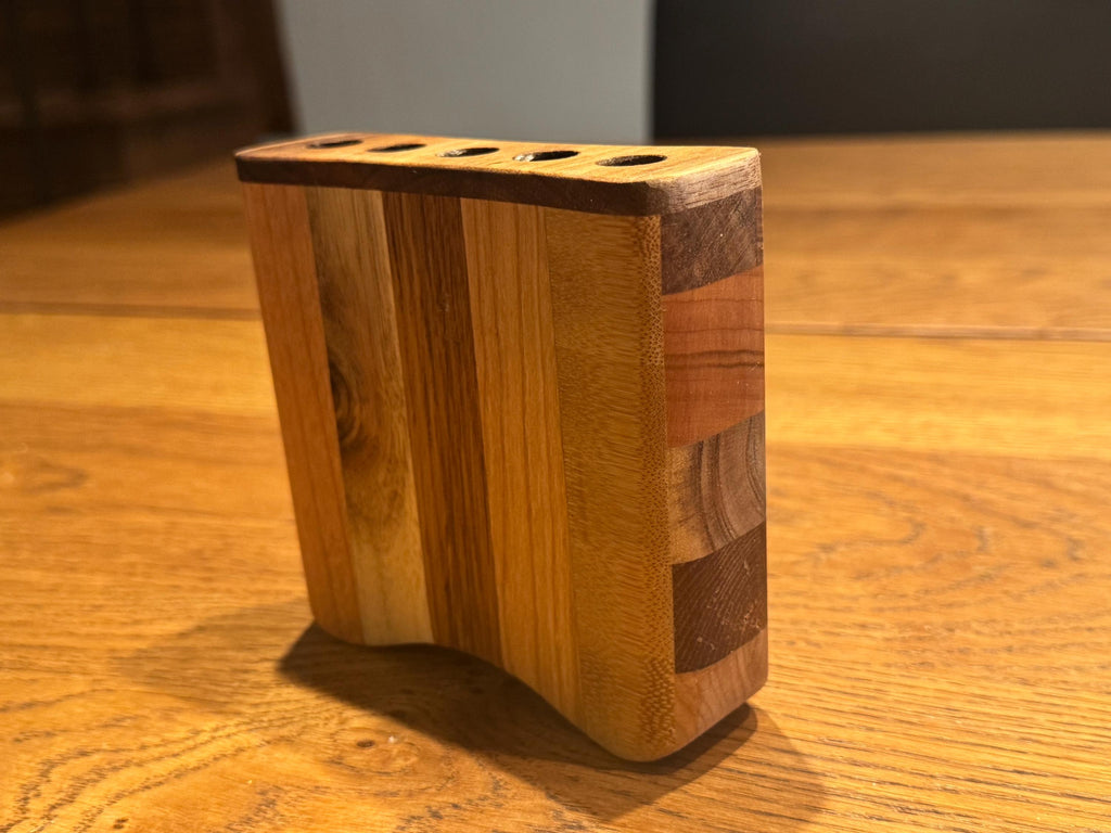 Handcrafted Solid Wood Pen Holder | Modern Rustic Desk Accessory | Multi-Species Minimalist Organizer __etsy:7585073006