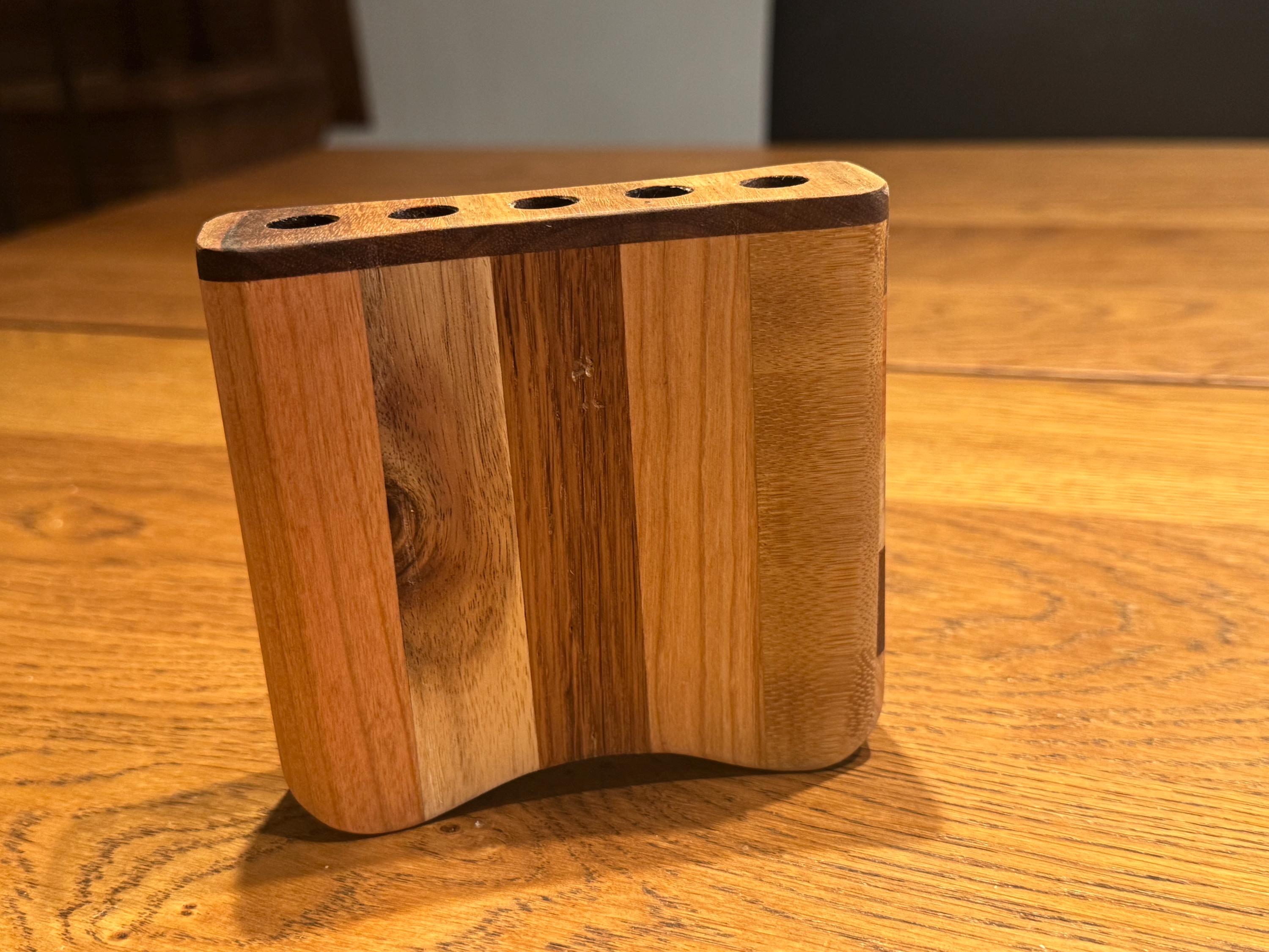 Handcrafted Solid Wood Pen Holder | Modern Rustic Desk Accessory | Multi-Species Minimalist Organizer __etsy:7633018341