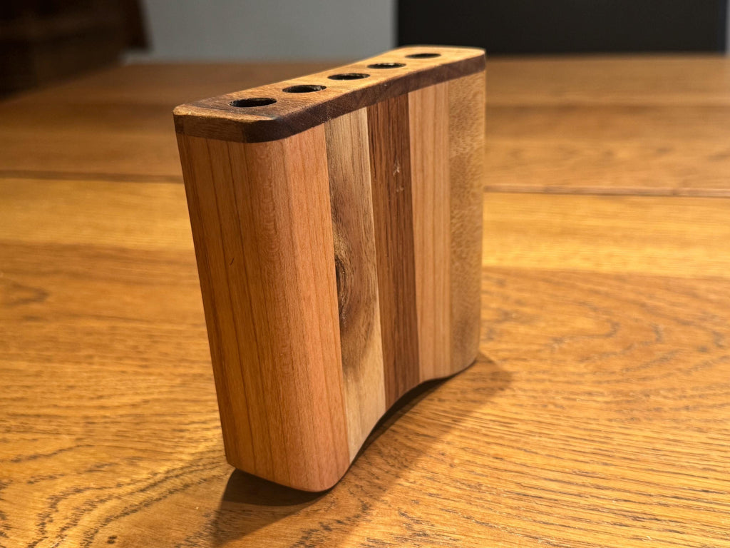 Handcrafted Solid Wood Pen Holder | Modern Rustic Desk Accessory | Multi-Species Minimalist Organizer __etsy:7633018239