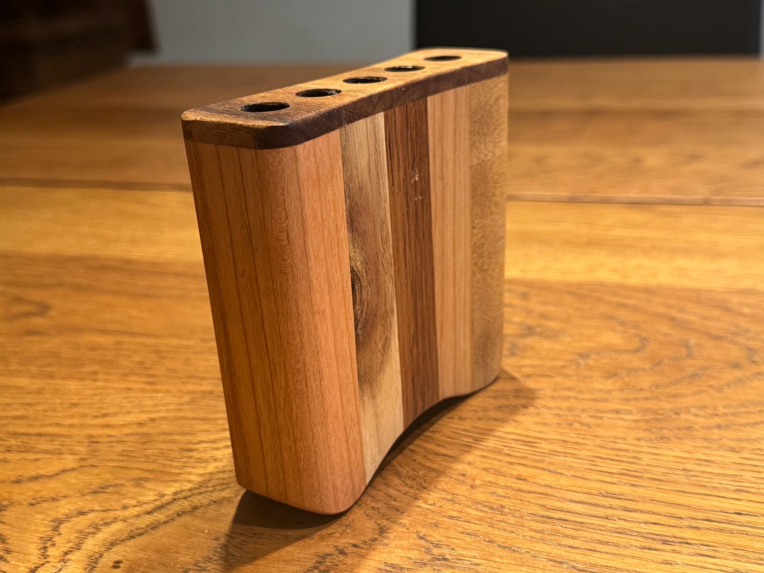 Handcrafted Solid Wood Pen Holder | Modern Rustic Desk Accessory | Multi-Species Minimalist Organizer __etsy:7633018239