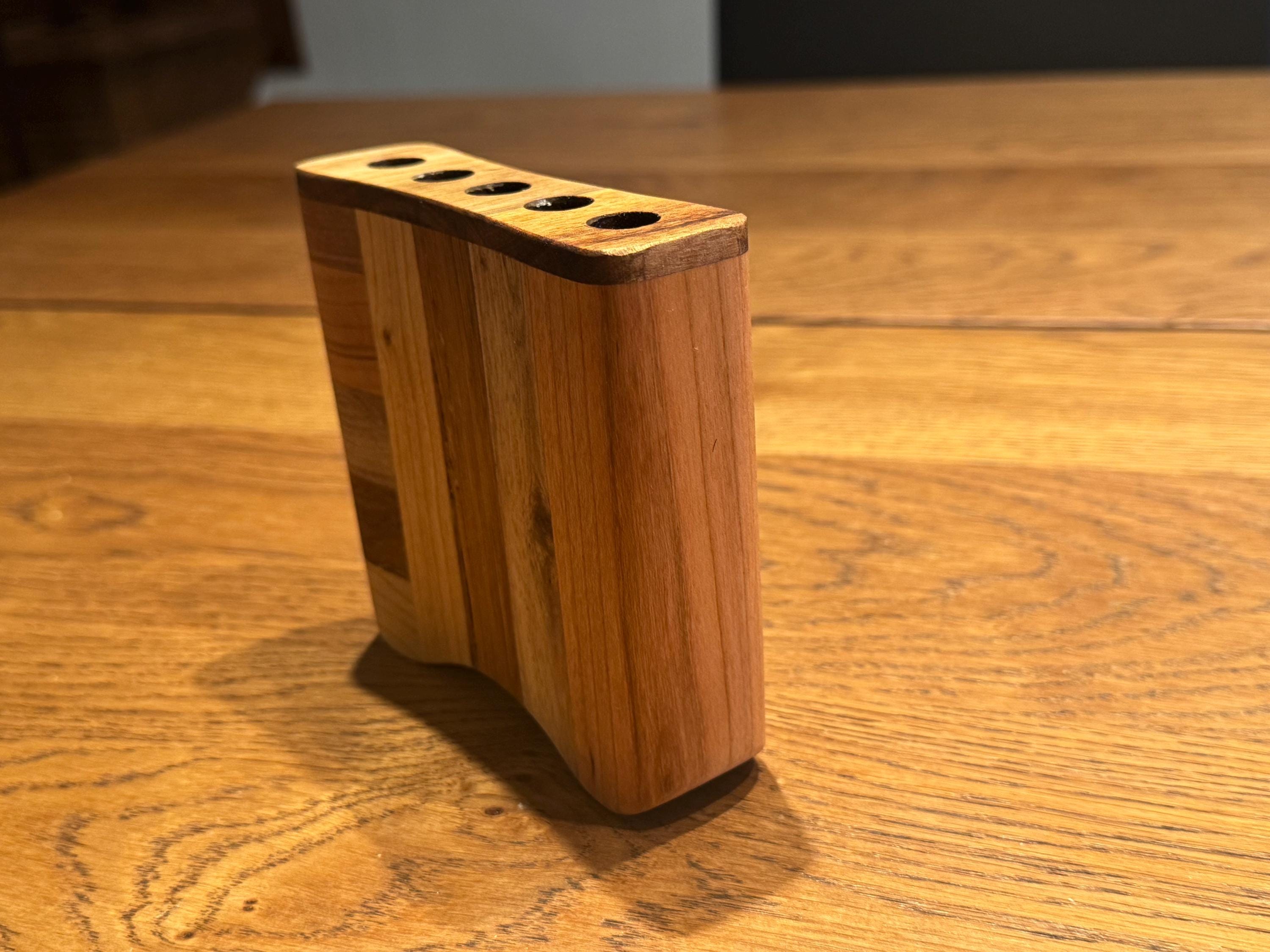 Handcrafted Solid Wood Pen Holder | Modern Rustic Desk Accessory | Multi-Species Minimalist Organizer __etsy:7633018255