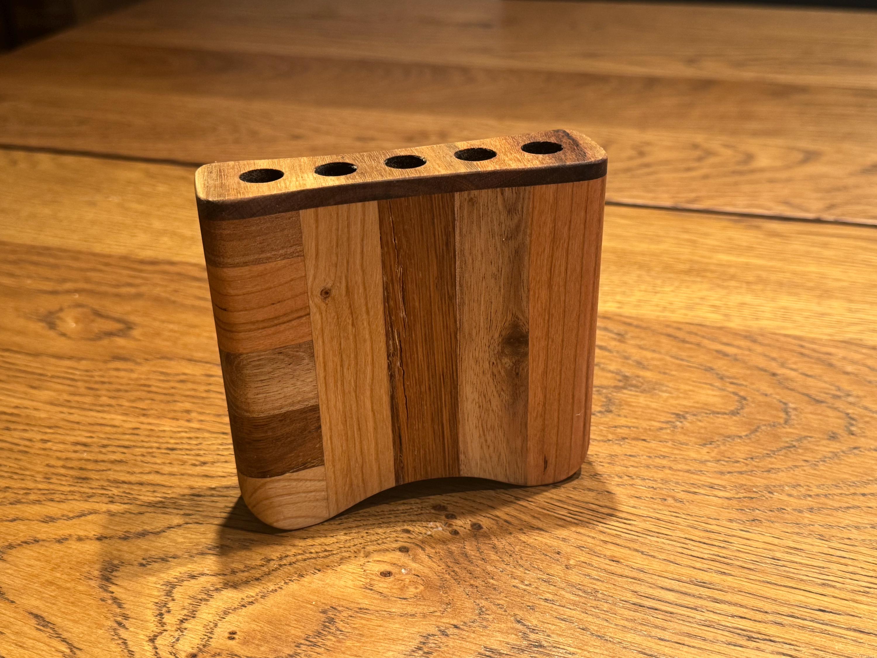 Handcrafted Solid Wood Pen Holder | Modern Rustic Desk Accessory | Multi-Species Minimalist Organizer __etsy:7633018377