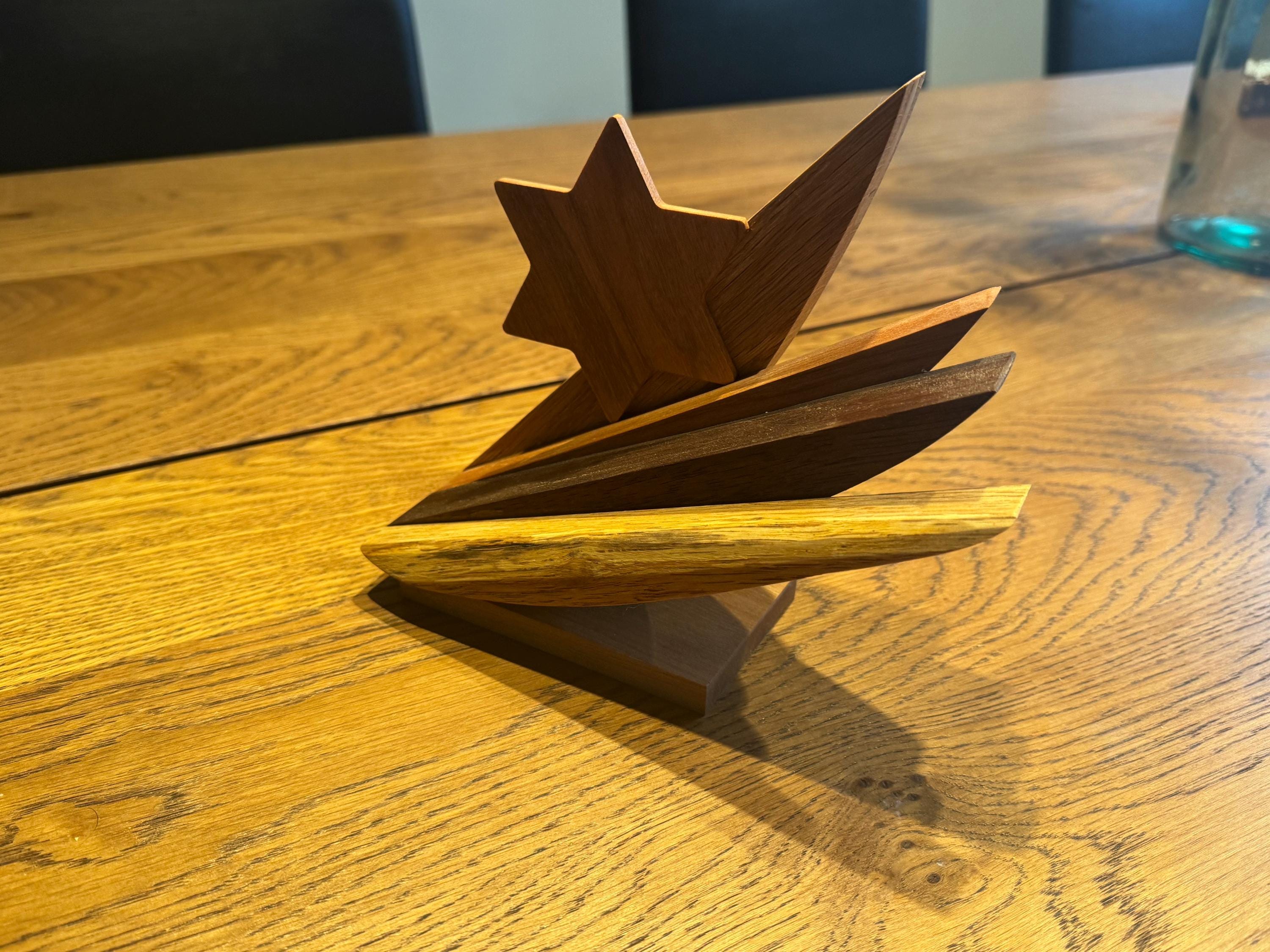 Handcrafted Star of David Wood Sculpture | Modern Rustic Judaica Decor | Multi-Species Solid Wood Art __etsy:7585091522