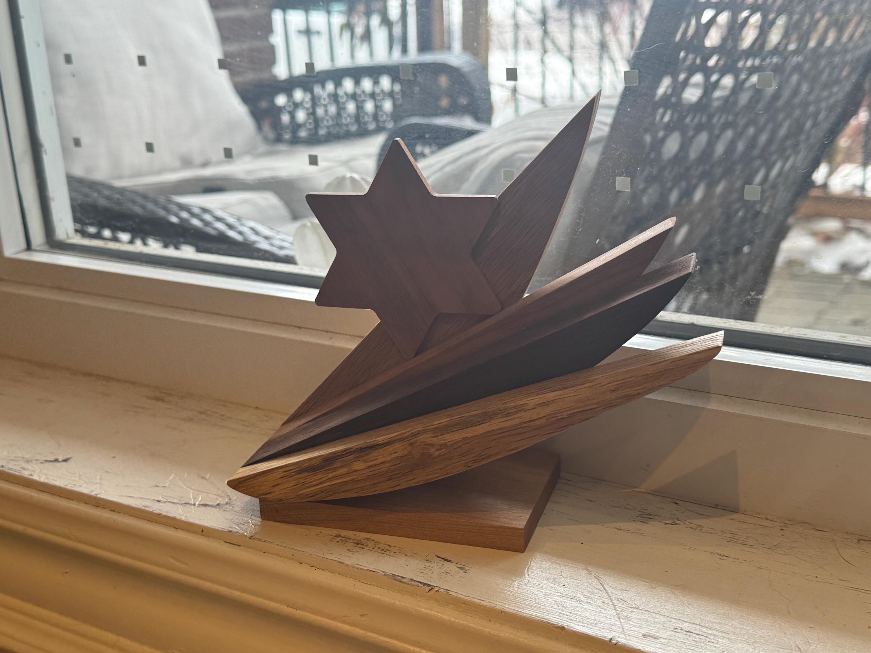 Handcrafted Star of David Wood Sculpture | Modern Rustic Judaica Decor | Multi-Species Solid Wood Art __etsy:7585090786