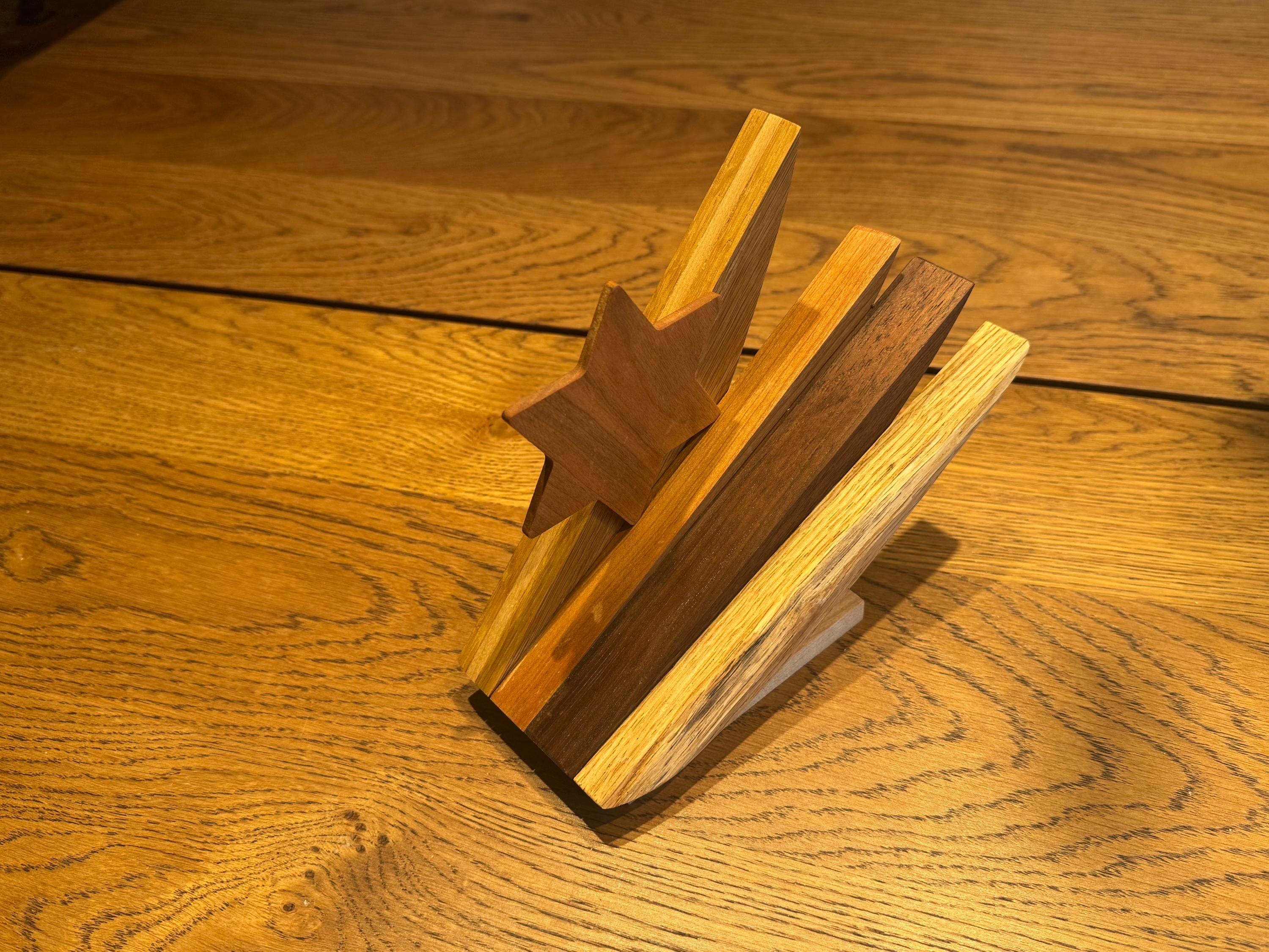 Handcrafted Star of David Wood Sculpture | Modern Rustic Judaica Decor | Multi-Species Solid Wood Art __etsy:7633036277