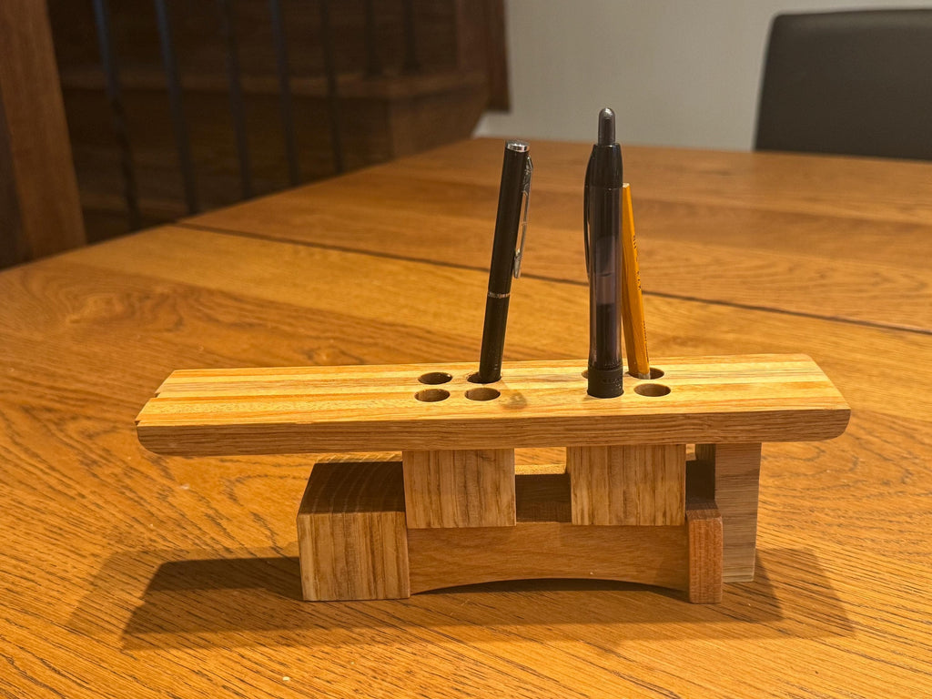 Handcrafted Wood Pen Holder | Architectural Desk Organizer | Sculptural Multi-Species Solid Wood Art __etsy:7633022423