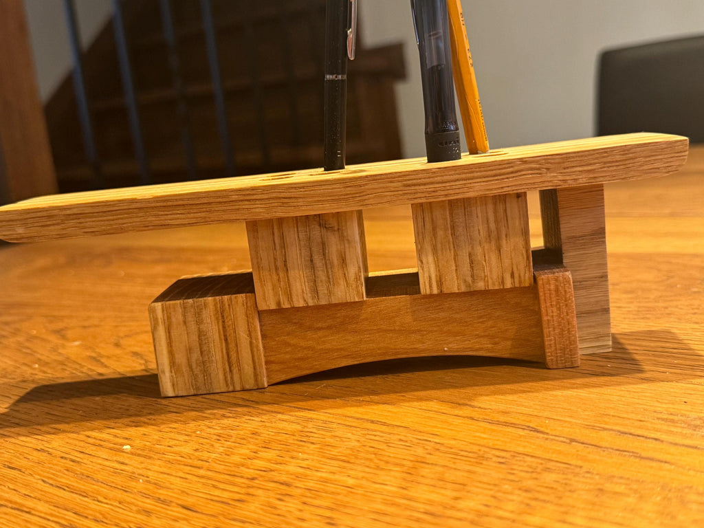 Handcrafted Wood Pen Holder | Architectural Desk Organizer | Sculptural Multi-Species Solid Wood Art __etsy:7633022421