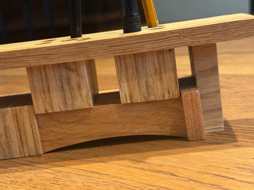Handcrafted Wood Pen Holder | Architectural Desk Organizer | Sculptural Multi-Species Solid Wood Art __etsy:7633022125