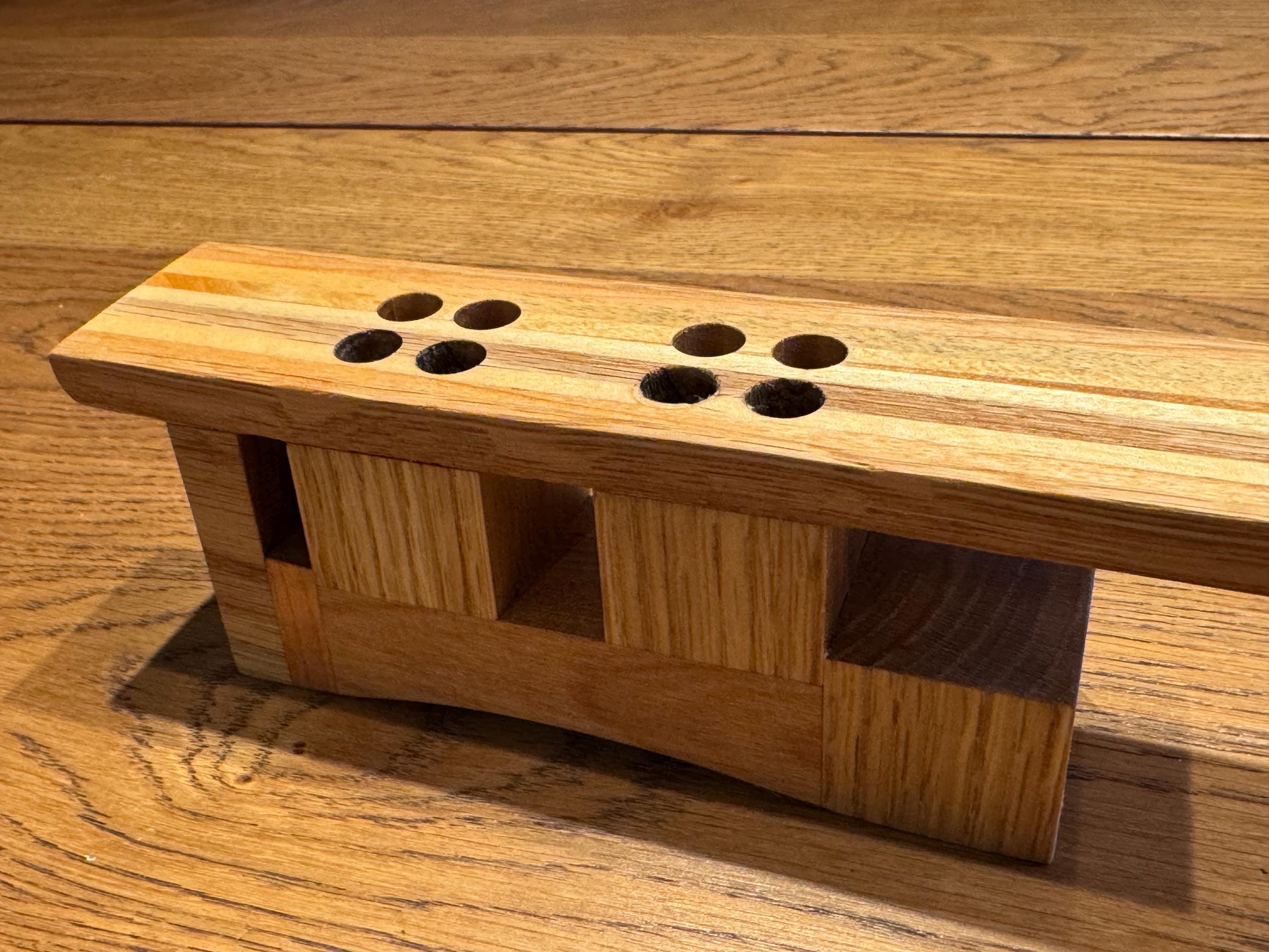 Handcrafted Wood Pen Holder | Architectural Desk Organizer | Sculptural Multi-Species Solid Wood Art __etsy:7585077032