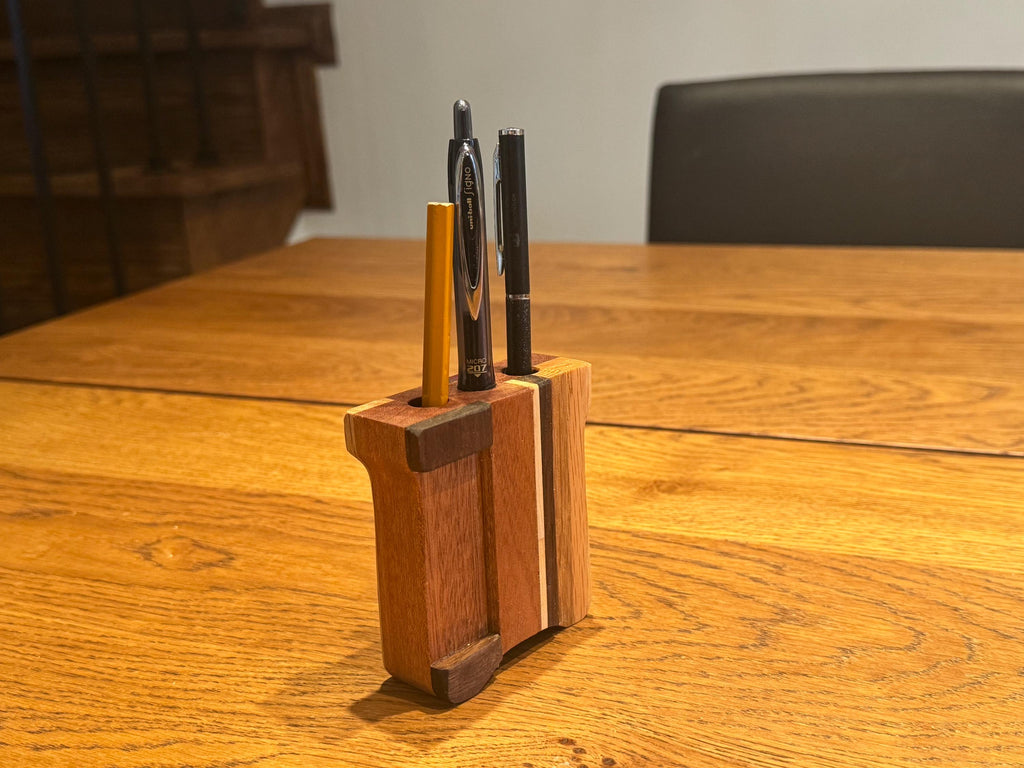 Handcrafted Wood Pen Holder | Modern Rustic Desk Organizer | Sculptural Solid Wood Object __etsy:7633028235
