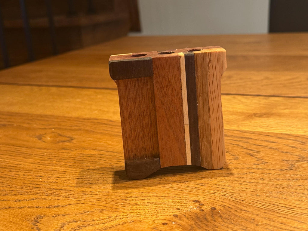 Handcrafted Wood Pen Holder | Modern Rustic Desk Organizer | Sculptural Solid Wood Object __etsy:7585082812