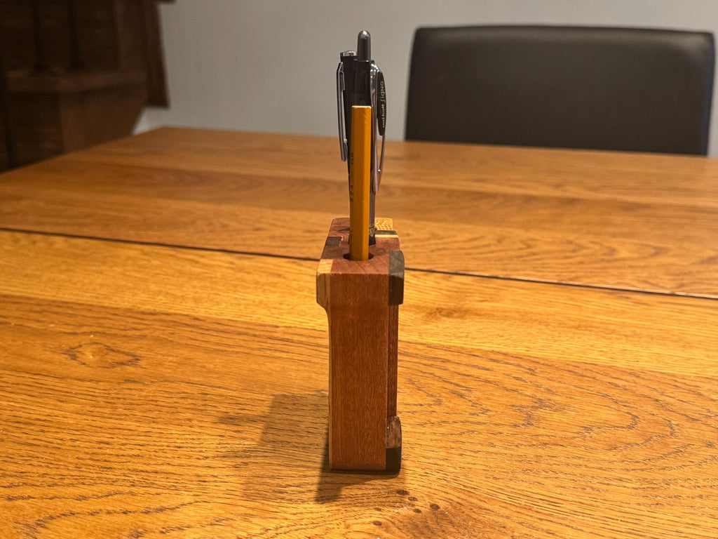 Handcrafted Wood Pen Holder | Modern Rustic Desk Organizer | Sculptural Solid Wood Object __etsy:7585083430