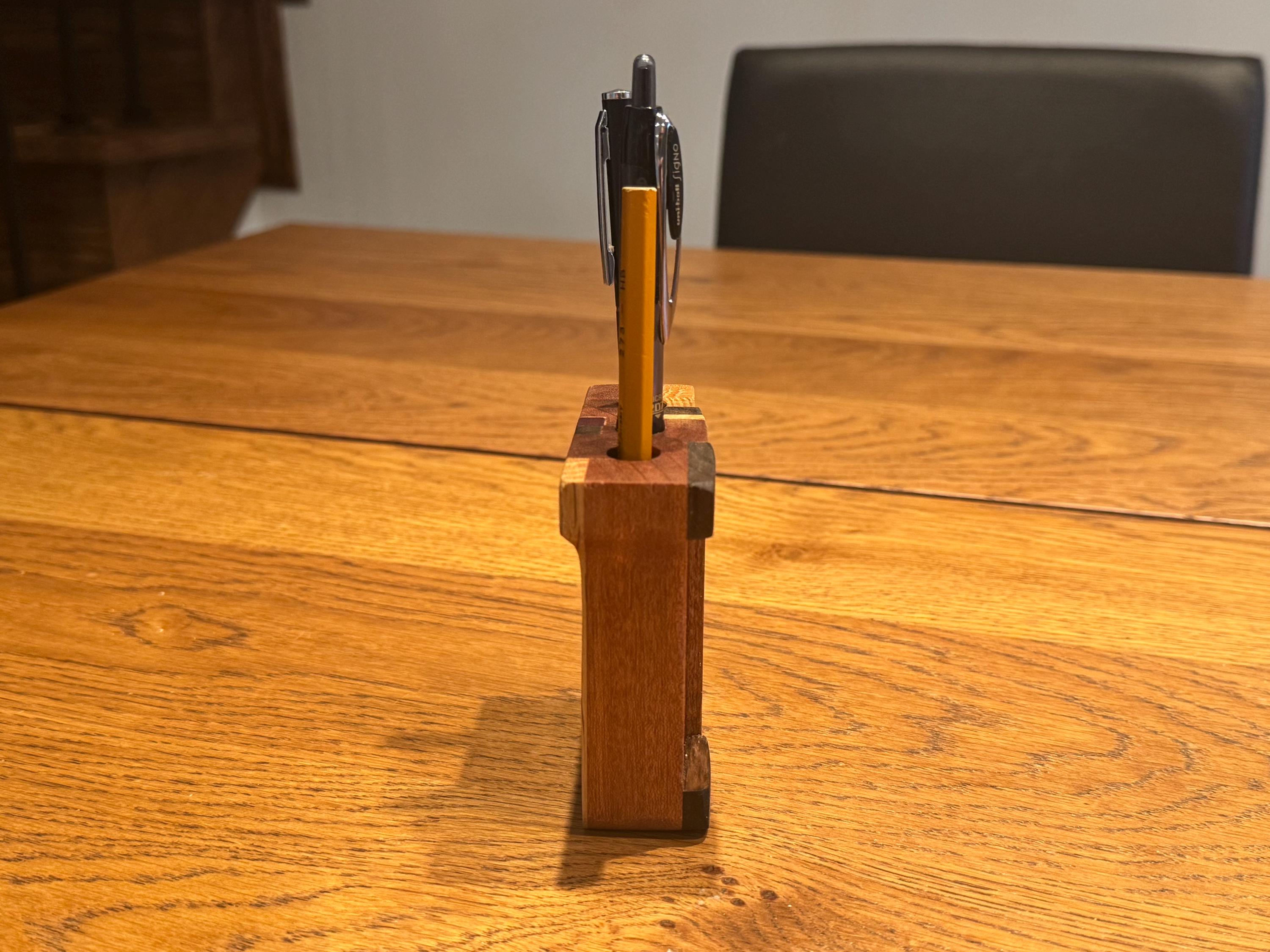 Handcrafted Wood Pen Holder | Modern Rustic Desk Organizer | Sculptural Solid Wood Object __etsy:7585083430