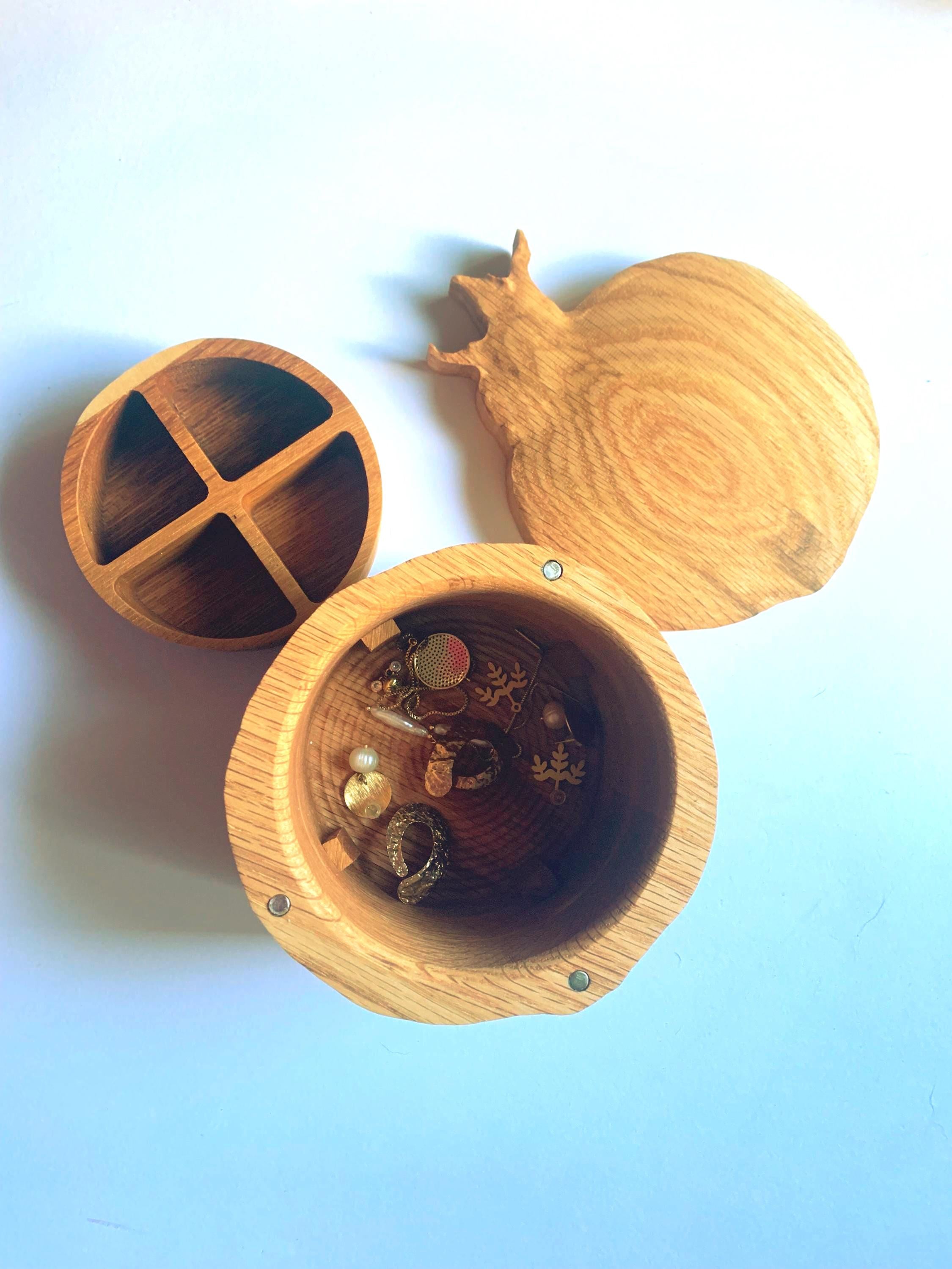 Handmade Oak & Maple Pomegranate Jewelry Box __etsy:6553541436