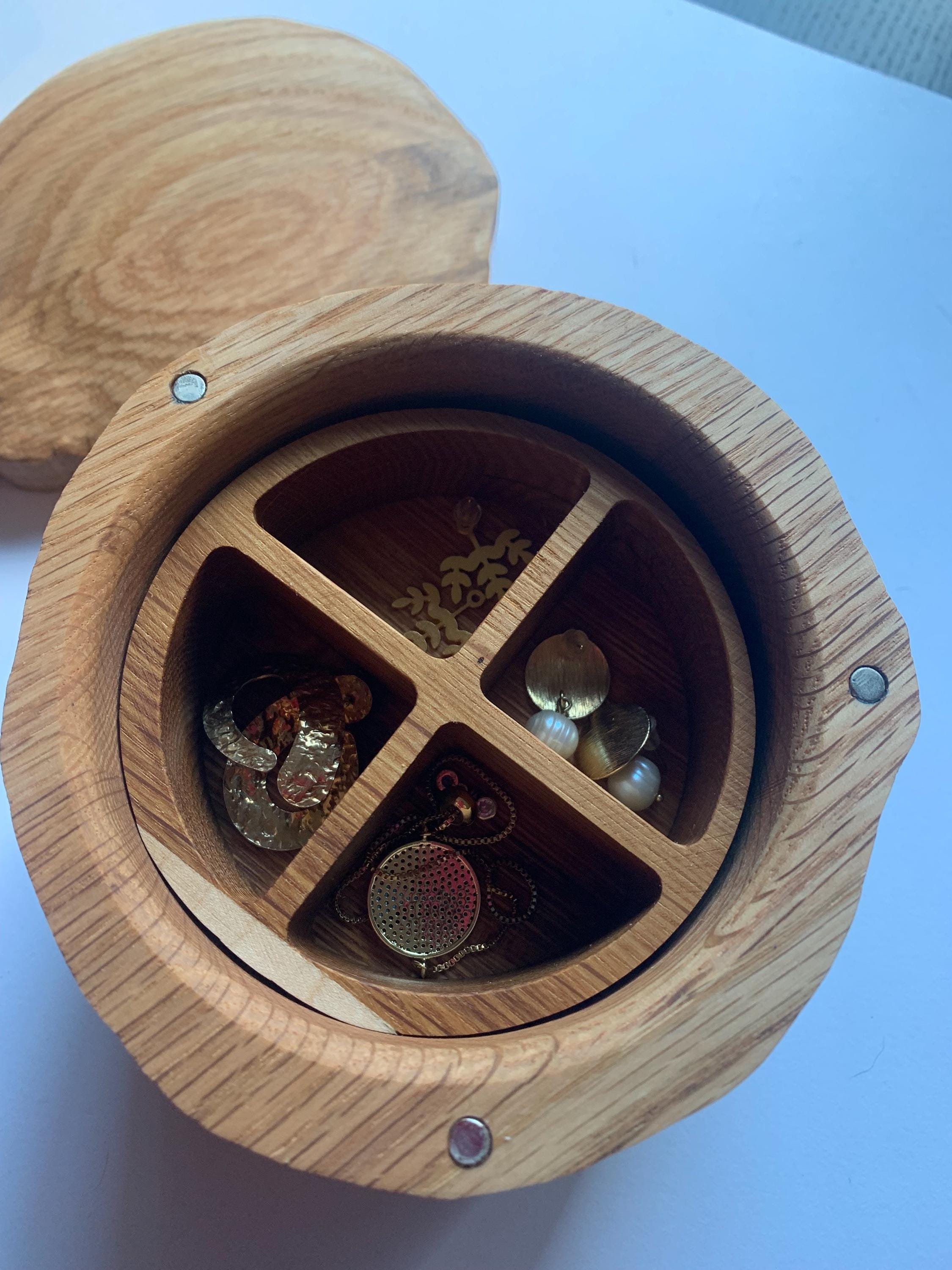 Handmade Oak & Maple Pomegranate Jewelry Box __etsy:6601649821
