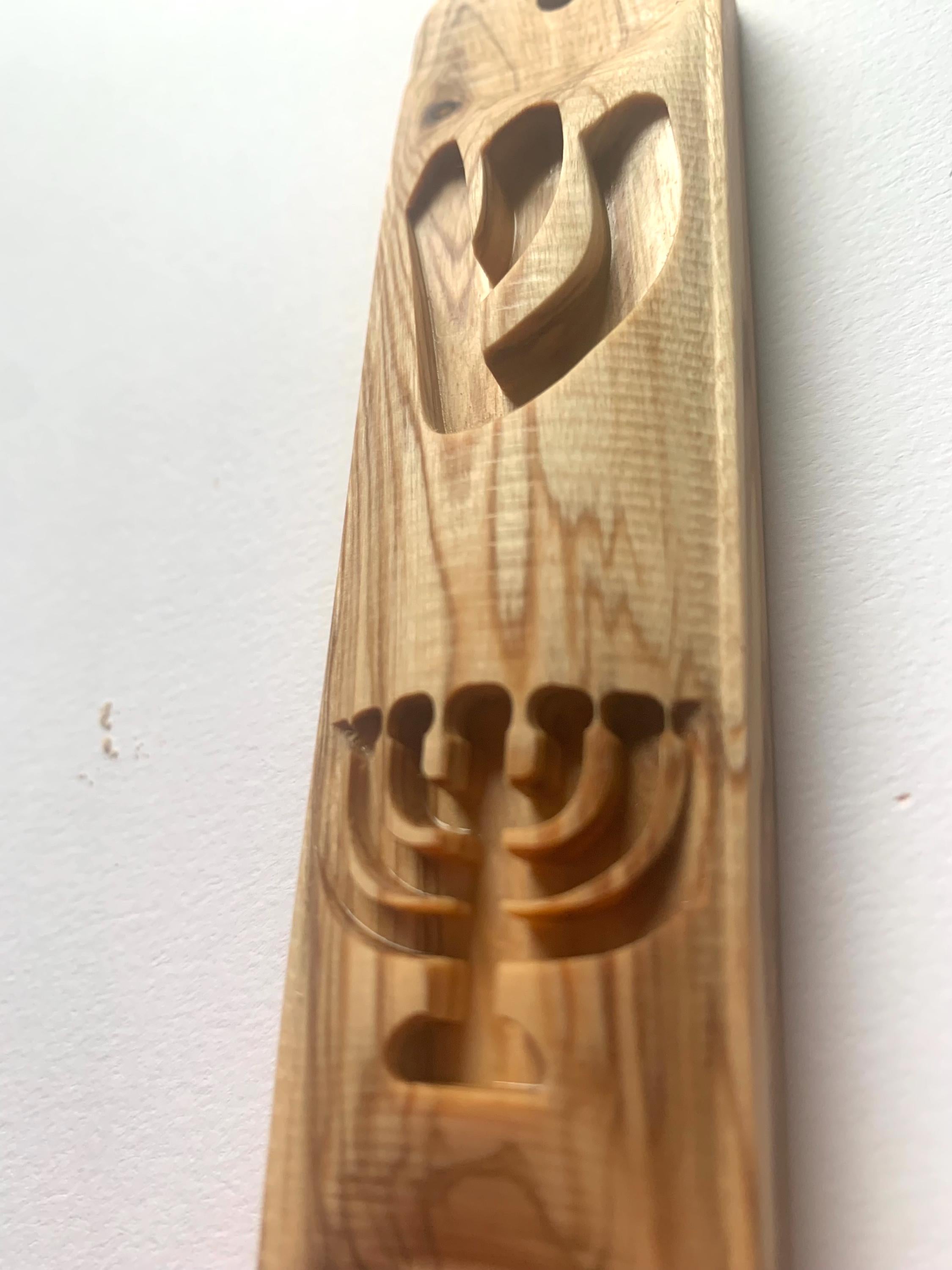 Handmade Olive Wood Mezuzah - Judaica Gift __etsy:6720603574