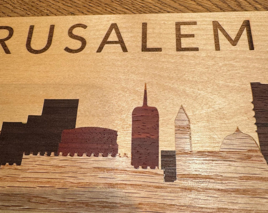 Jerusalem inlay skyline multiple wood species wall decor __etsy:6905127126