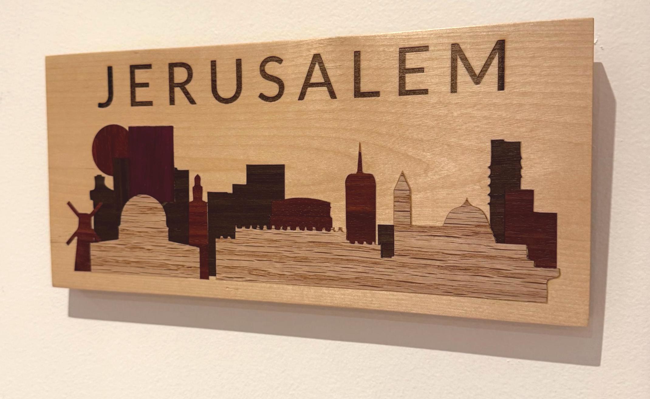 Jerusalem inlay skyline multiple wood species wall decor __etsy:6905133628