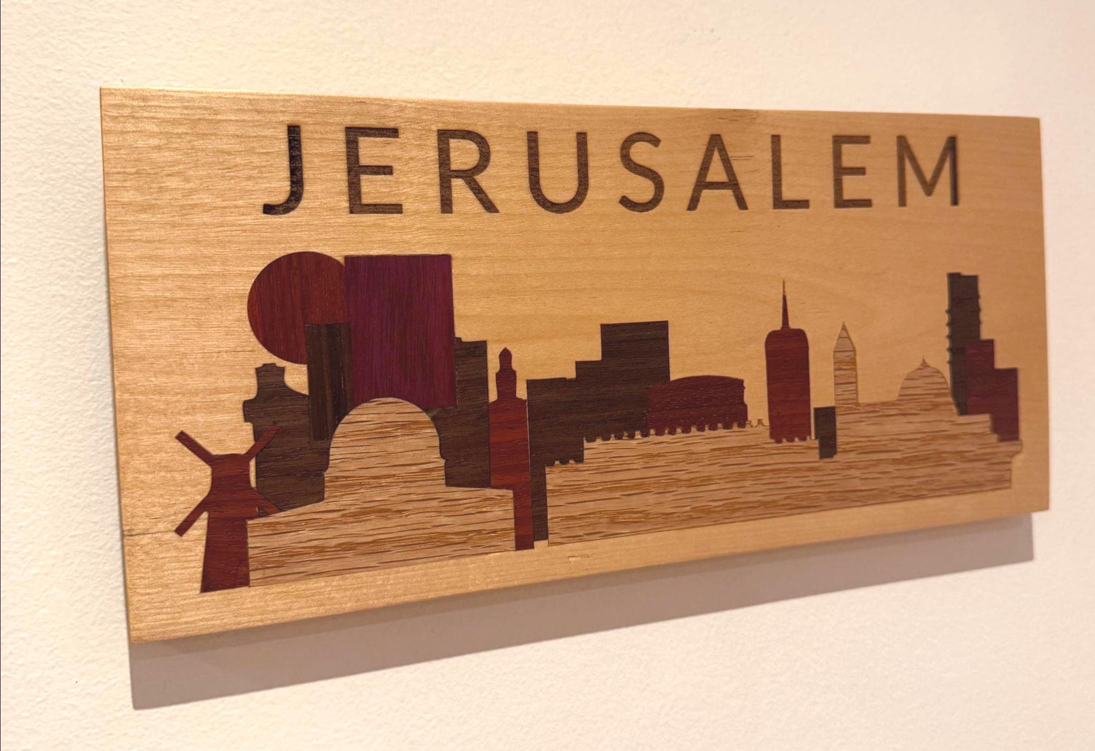 Jerusalem inlay skyline multiple wood species wall decor __etsy:6953109065
