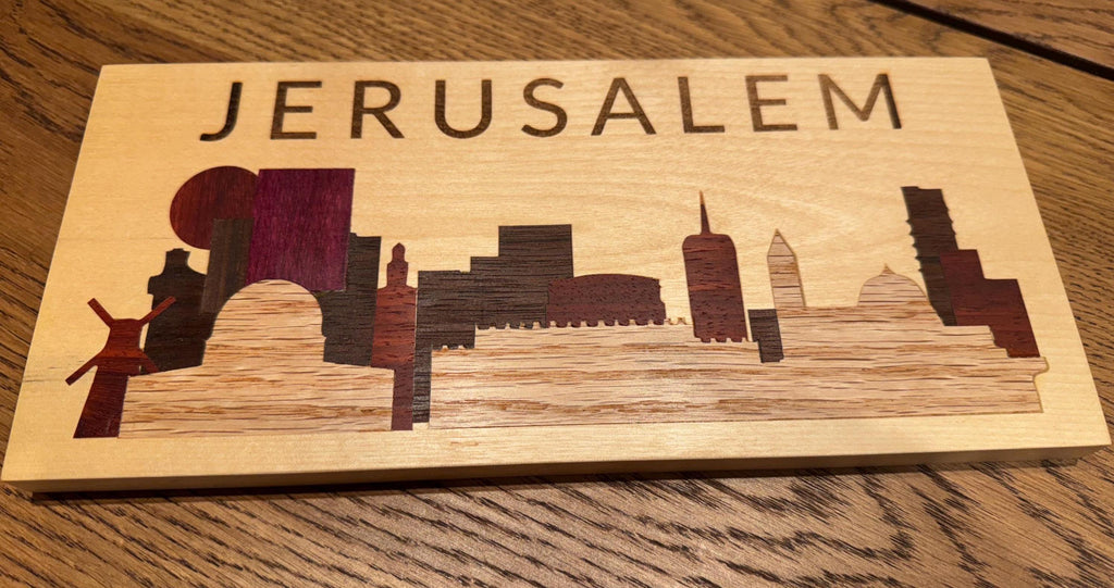 Jerusalem inlay skyline multiple wood species wall decor __etsy:6905118378