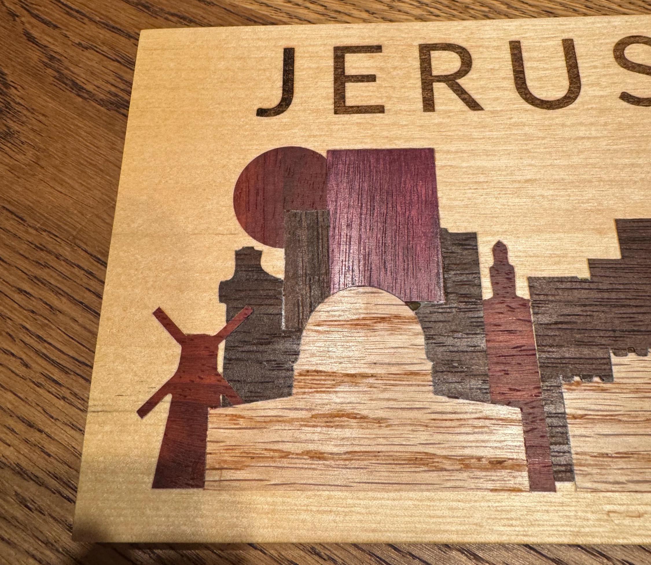 Jerusalem inlay skyline multiple wood species wall decor __etsy:6905121720