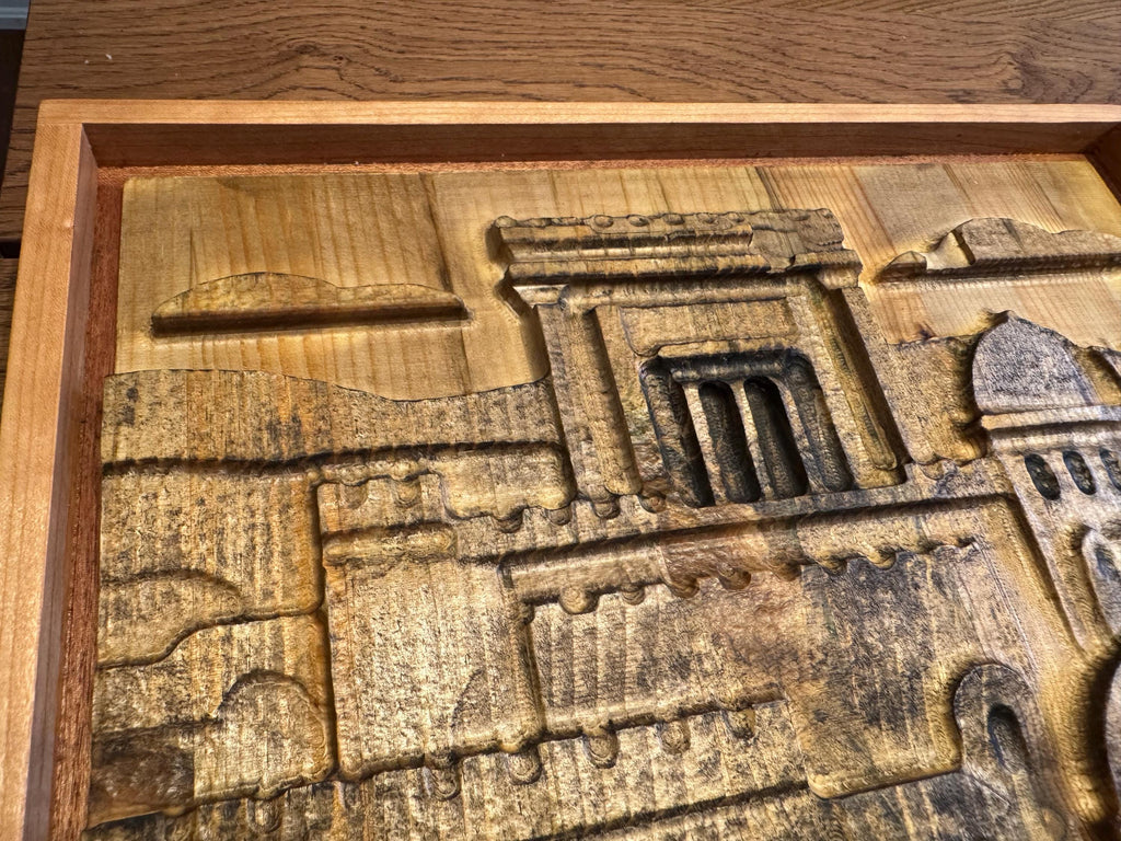 Jerusalem Temple Carving | 3D Wood Art | Cherry Sapele Maple Frame __etsy:7100396125