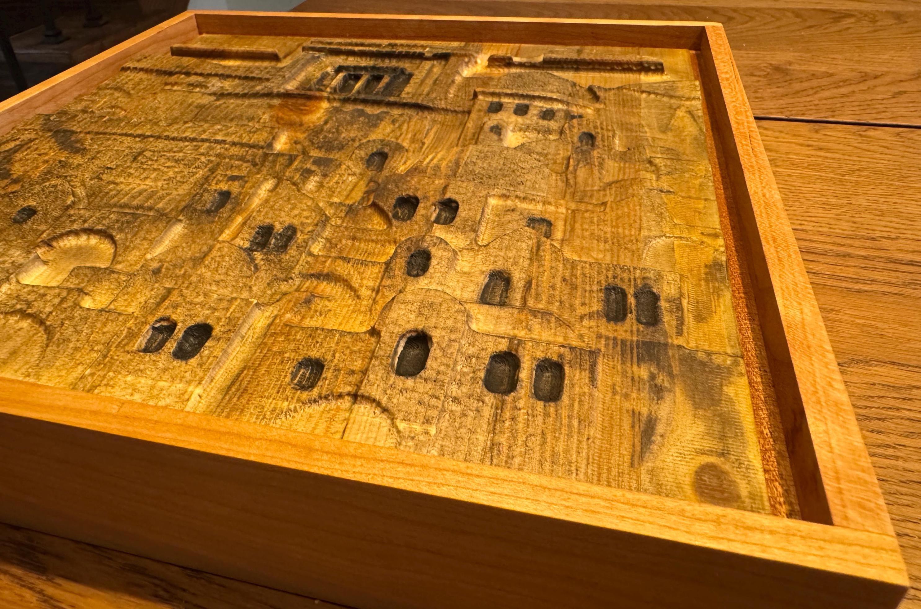Jerusalem Temple Carving | 3D Wood Art | Cherry Sapele Maple Frame __etsy:7052450102