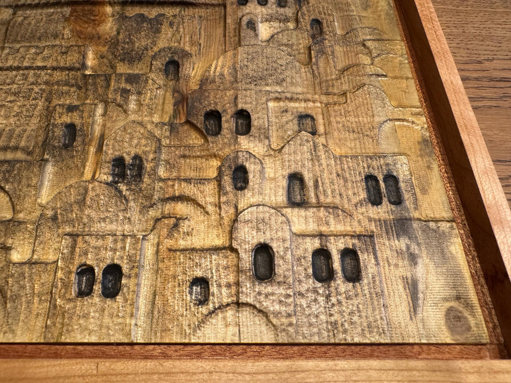 Jerusalem Temple Carving | 3D Wood Art | Cherry Sapele Maple Frame __etsy:7100396141
