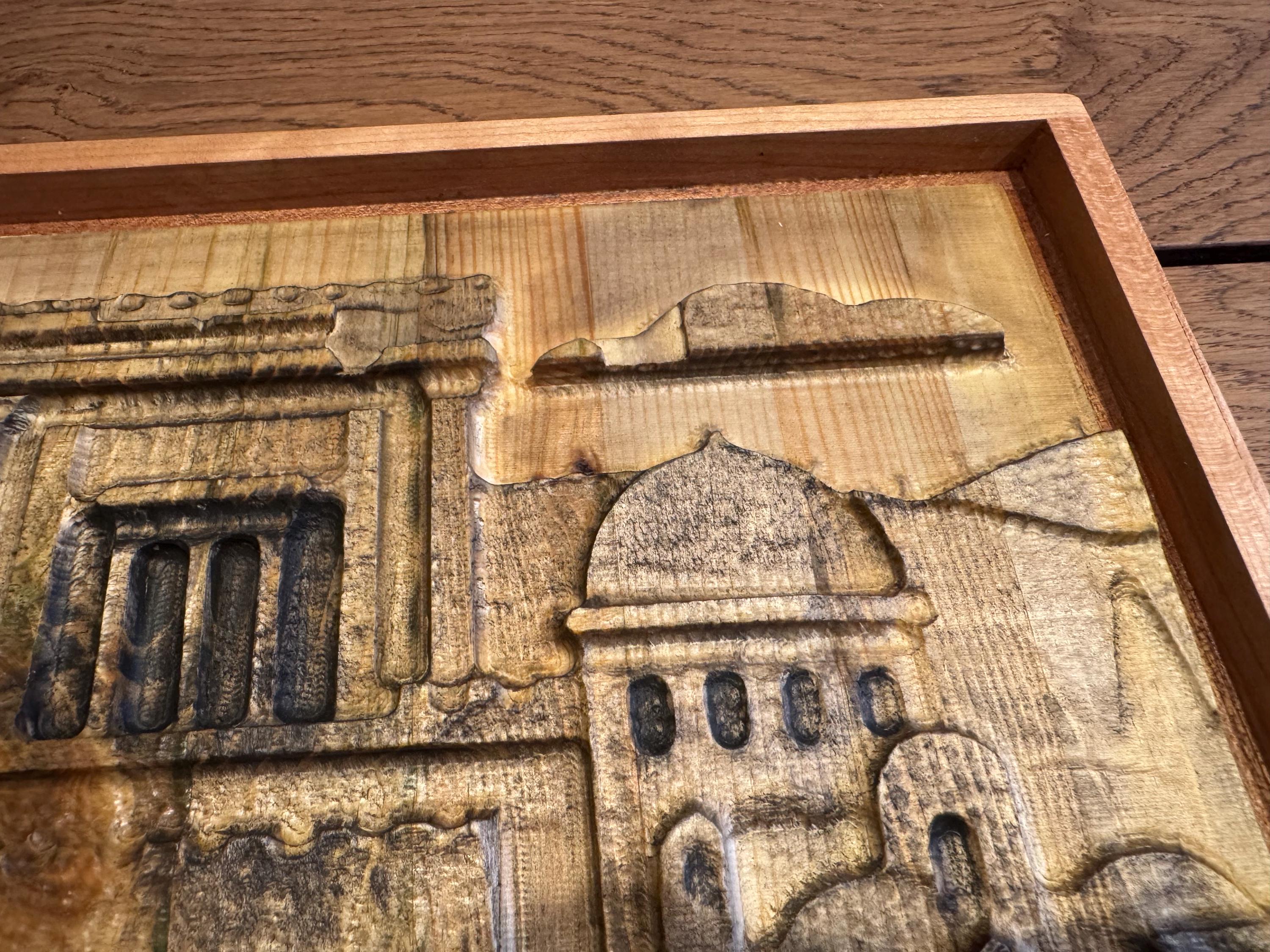 Jerusalem Temple Carving | 3D Wood Art | Cherry Sapele Maple Frame __etsy:7052434938