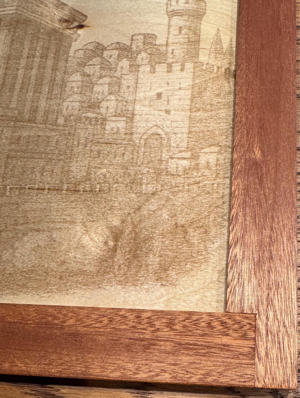 Jerusalem Temple Laser Engraving | Sapele Frame | Jewish Wall Art __etsy:7052483446