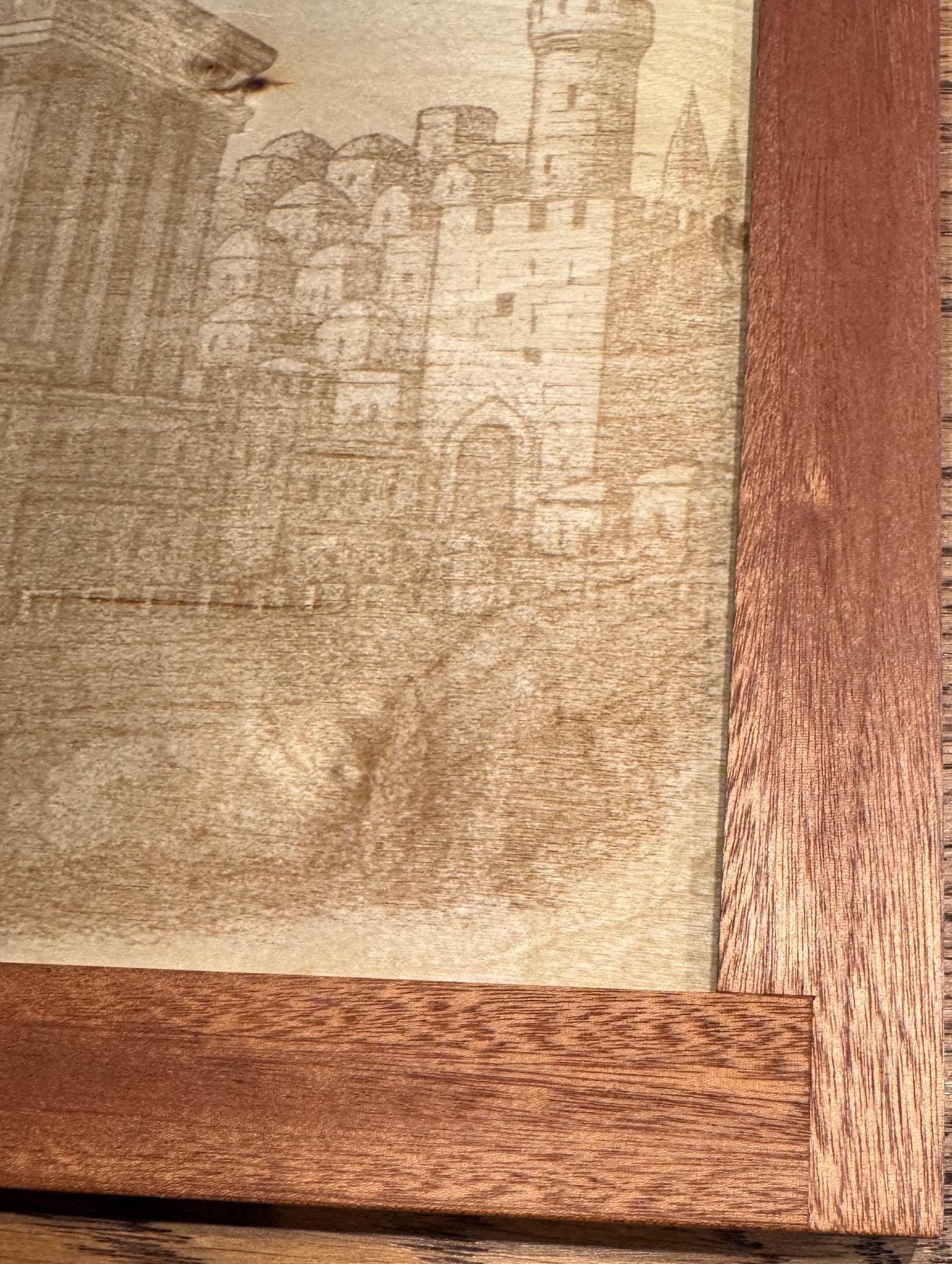 Jerusalem Temple Laser Engraving | Sapele Frame | Jewish Wall Art __etsy:7052483446