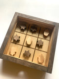 Game of Tic Tac Toe made out of wood, with acrylic cover and two toned pieces in the shape of hamsas and stars of david __etsy:6598336456